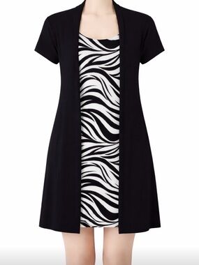 Enfocus Studio Black Cardigan with Zebra Print Dress